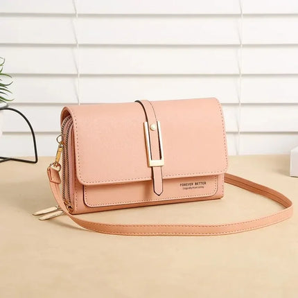 Leather Women's Mobile Phone Bag | Fashionable Multifunctional Small Square Bag (Trendy Retro Shoulder Bag)