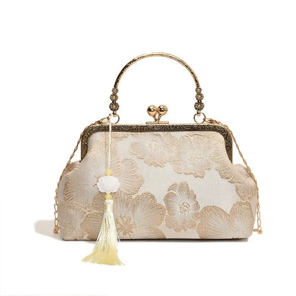 Chinese Style Embroidered Shoulder Bag | Elegant Handbag & Retro Small Square Bag (Wedding Party Luxury Designer Women's Evening Clutch)