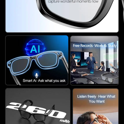 LIGE Smart Glasses Photography Video AI Intelligent Interactive Translation IOS Andirod Glasses