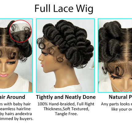 Handmade Bantu Knotless Box Braids Full Lace Wig | African Braiding Hair | Synthetic Wig
