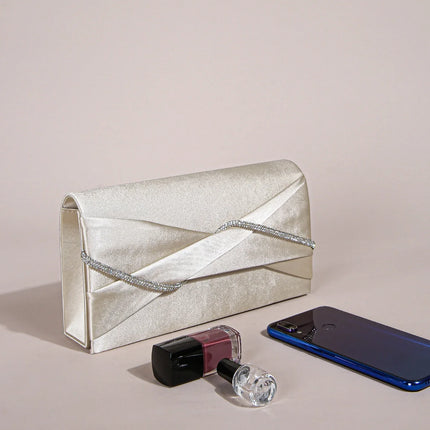 Hand Clutch Bag & Evening Clutch Bag for Women | Sparkling Crystal Rope Ruched Handbags & Glitter Envelope Purse for Party Girls