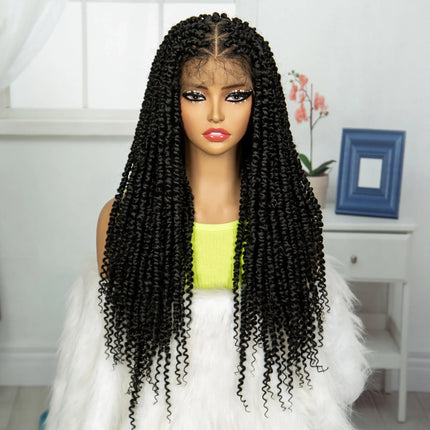 Burgundy Knotless Twist Dreadlocks Lace Front Wig | Crochet Braids | Full Lace | Black Women