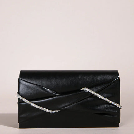 Hand Clutch Bag & Evening Clutch Bag for Women | Sparkling Crystal Rope Ruched Handbags & Glitter Envelope Purse for Party Girls