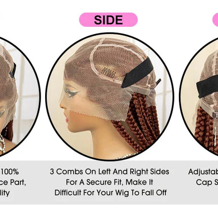 36" Big Knotless Box Braided Full Lace Wig | Cornrow Braiding Wig | Baby Hair | Synthetic Braids | For Women