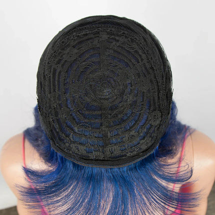 Royal Blue Straight Wig with Bangs | Glueless "Wear to Go" Human Hair