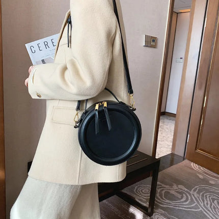Round Crossbody Bags for Women | High Quality PU Leather Designer Shoulder Bag & Female Clutch Purse (Solid, Soft)