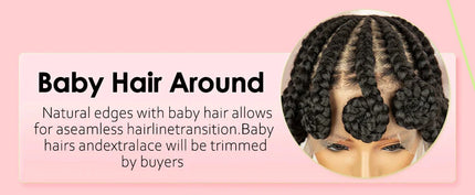 Natural Color Bantu Knot Braided Wig | Cornrow Braids | Full Lace | Heat Resistant Synthetic Wig | African Women