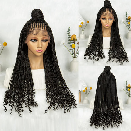 Updo Braided Wig with Curly Ends & Baby Hair | Lace Front