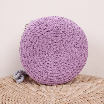 Summer Woven Straw Crossbody Bag for Women | Fashion Round Handmade Rattan Beach Small Handbag (Travel Female Shoulder Bag)