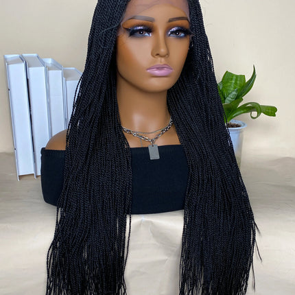 30 Inch Box Braids Wig | Kanekalon Fiber | Heat Resistant | Lace Front | For Black Women