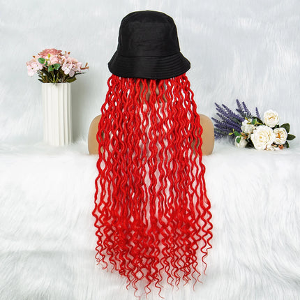 30" Crochet Afro Dreadlocks Bucket Hat Wig | Synthetic Braided Hair | Curly Ends | Black Women