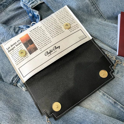 Women's Newspaper Messenger Bag | Shoulder Bag Personality Fashion Small Square Bag
