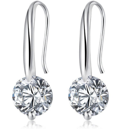 Crystal Dangle Earrings with 1.5 Carat Cubic Zirconia Stone
