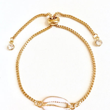 Seashell Bracelet with Adjustable Spring Closure