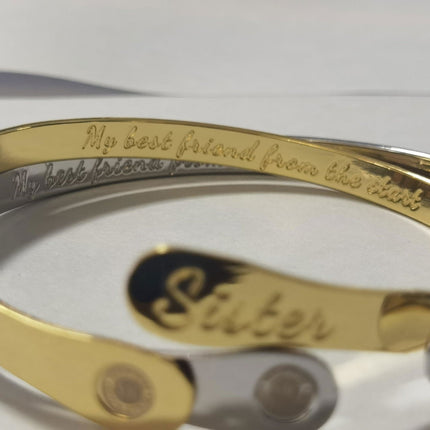 Sister Bracelets,  Engraved Bracelets My best friend from the start