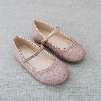 Rose Gold Fine Glitter Mary Jane Flats