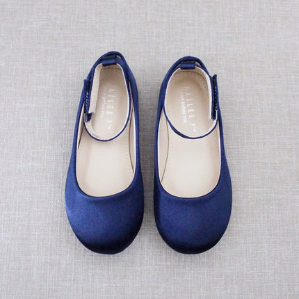 Satin Flats with Velcro Ankle Strap