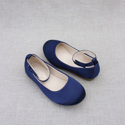 Satin Flats with Velcro Ankle Strap