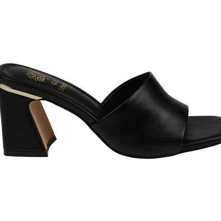 Women's Soho Black Square Toe Heeled Sandals