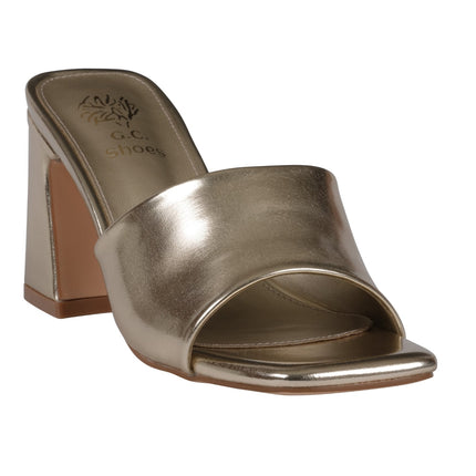 Women's Soho Gold Square Toe Heeled Sandals