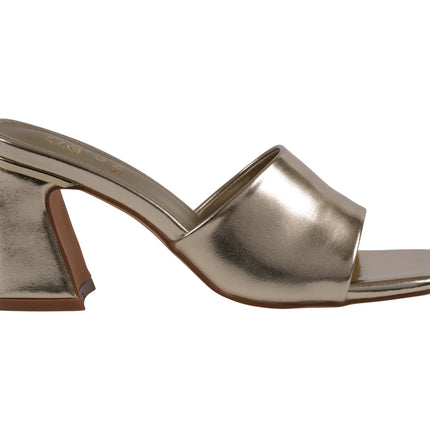 Women's Soho Gold Square Toe Heeled Sandals