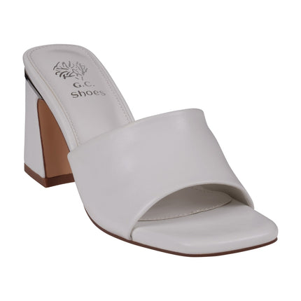 Women's Soho White Square Toe Heeled Sandals