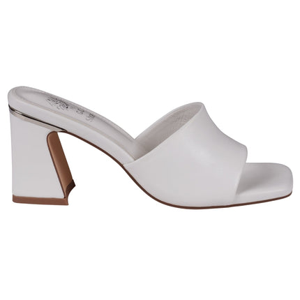 Women's Soho White Square Toe Heeled Sandals