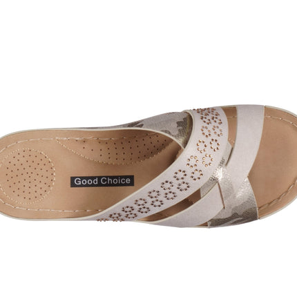 Soraya Gold Wedge Sandal