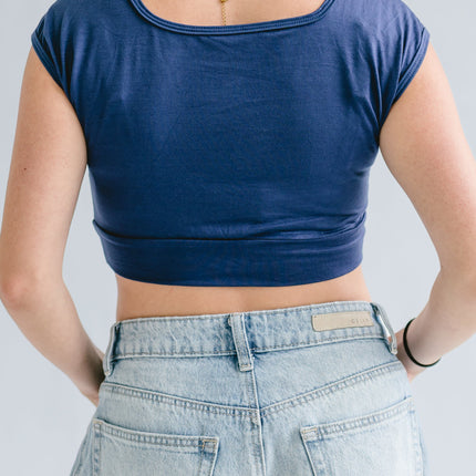 Square Neck Basic Cap Sleeve