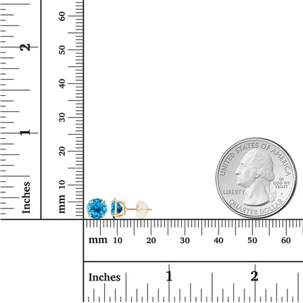 2.00 CTW Natural Swiss Blue Topaz Stud Earrings in 14K Yellow Gold