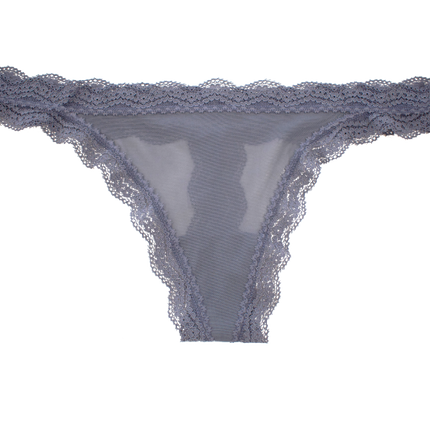 Mesh Thong with Lace Trim at the Waist and Leg, XS-2X