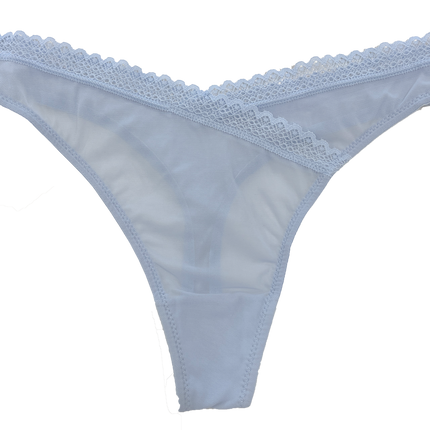 V-Front Mesh Thong with Lace, XS-2X