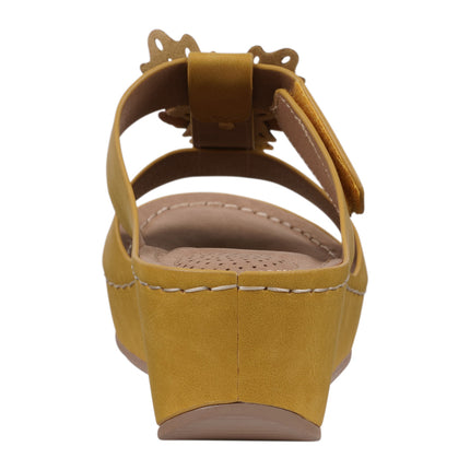 Women's Talia Yellow Floral Wedge Sandals