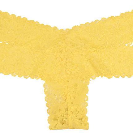 Yellow All Lace Thong with Double Bands