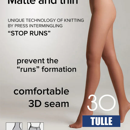 Conte Tulle 30 Den - Classic Matte Tulle Effect Sheer to Waist Women's Tights (17С-105СП)