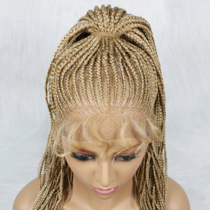 30" Braided Lace Front Wig for Black Women | African Braids with Baby Hair | Synthetic Glueless Mat Wig