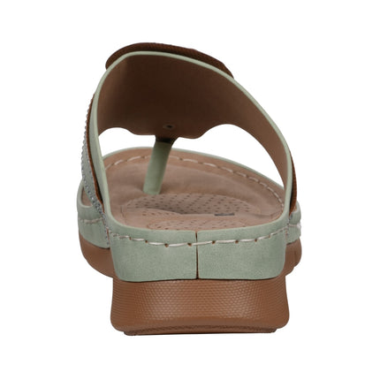 Women's Vickie Sage Flower Thong Flat Comfort Sandals