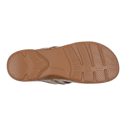 Women's Vickie Gold Flower Thong Flat Comfort Sandals