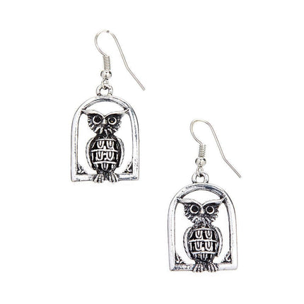 Vintage Owl Drop Dangle Retro Earrings-Owl Vintage Earrings