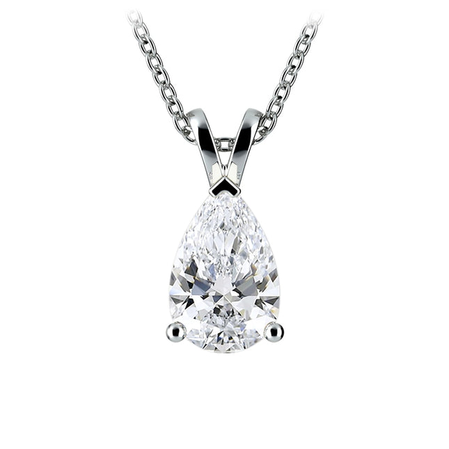 2.00 CTW AGI Certified Pear-Cut Lab-Grown Diamond (F/VS) Pendant in 14K White Gold