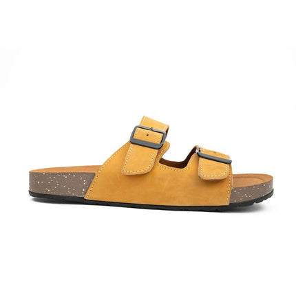 Yellow Buckle Slide Sandals