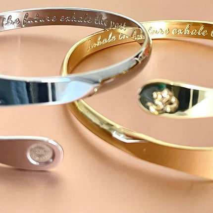 Yoga Bracelets, Om Bracelets, Engraved Bracelets Inhale the future exhale the past- The Om Symbol