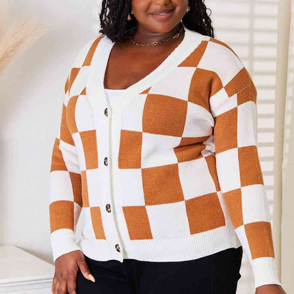Double Take Button-Up V-Neck Dropped Shoulder Women Cardigan