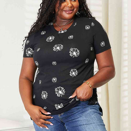 Double Take Dandelion Print Round Neck Women T-Shirt