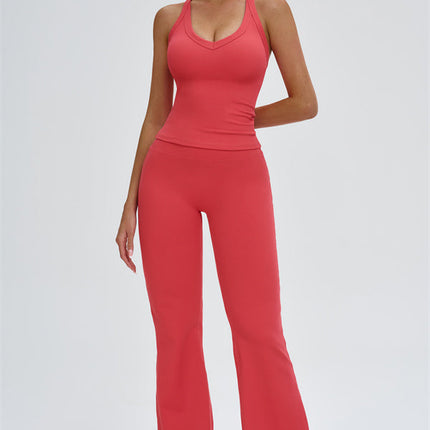 The Slate Cross Back Top Flared Leggings 2-Piece Set