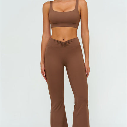 The Lushness V-Back Sports Bra Flared Leggings 2-Piece Set