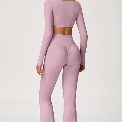The Lily Belle Crop Top Flared Leggings 2-Piece Set