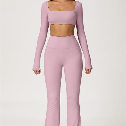 The Lily Belle Crop Top Flared Leggings 2-Piece Set