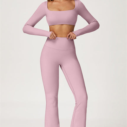 The Lily Belle Crop Top Flared Leggings 2-Piece Set