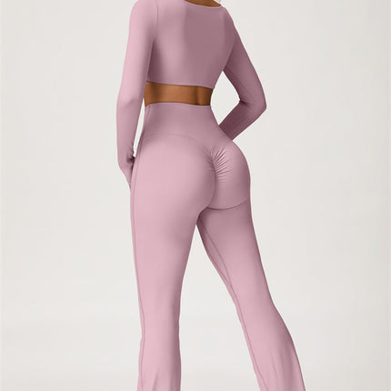 The Lily Belle Crop Top Flared Leggings 2-Piece Set